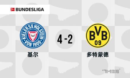 德甲多特蒙德2-4不敵基爾，雷納破門吉騰斯世界波助勝利